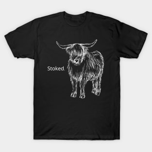 Stoked Cow Dark Background T-Shirt